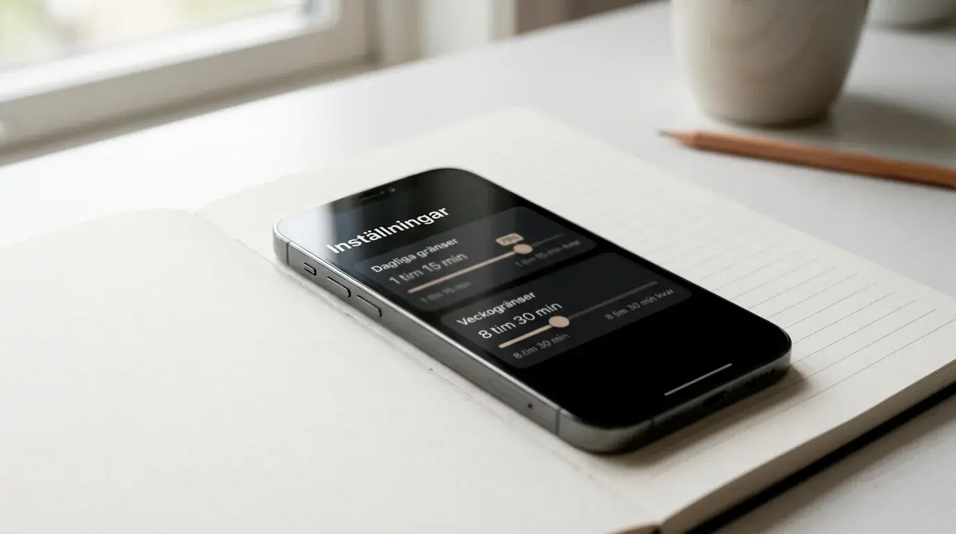 Smartphone som visar en inställning för dygns- och veckogräns för insättning på en bettingsida